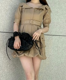 オフショルダーバルーンミニワンピース