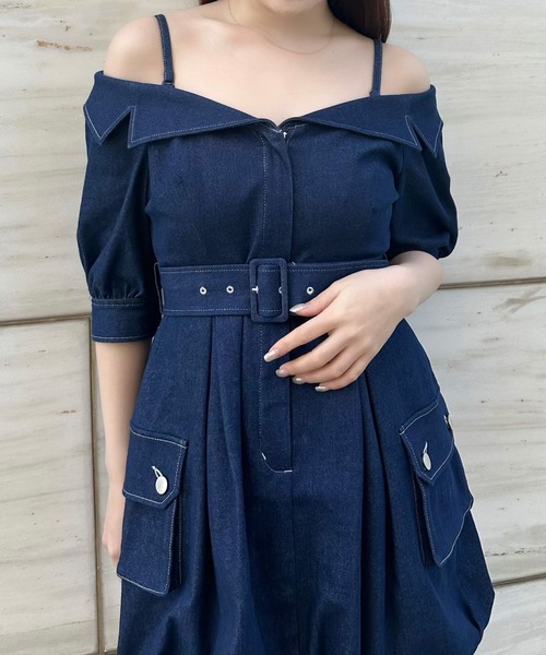 EIMY ISTOIRE(エイミーイストワール)の「オフショルダーバルーンミニワンピース(ワンピース・レディース・ベージュ/インディゴブルー/ホワイト・S/M)」の14枚目の写真