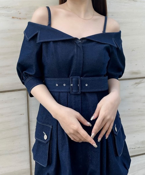 EIMY ISTOIRE(エイミーイストワール)の「オフショルダーバルーンミニワンピース(ワンピース・レディース・ベージュ/インディゴブルー/ホワイト・S/M)」の13枚目の写真