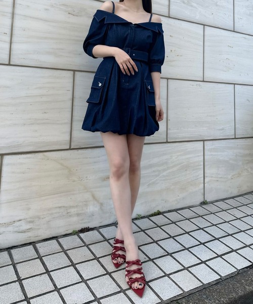 EIMY ISTOIRE(エイミーイストワール)の「オフショルダーバルーンミニワンピース(ワンピース・レディース・ベージュ/インディゴブルー/ホワイト・S/M)」の12枚目の写真