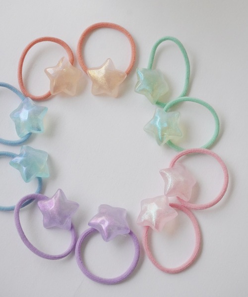 hymy（ヒュミュ）の「【 hymy-ヒュミュ- 】 オーロラ ラメ モチーフ 10個セット プチ ヘアゴム ( kids )（ヘアゴム・キッズ・B/D/C/A/E/F・FREE）」の2枚目の写真