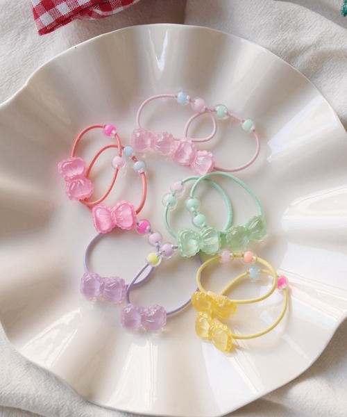 hymy（ヒュミュ）の「【 hymy-ヒュミュ- 】 オーロラ ラメ モチーフ 10個セット プチ ヘアゴム ( kids )（ヘアゴム・キッズ・B/D/C/A/E/F・FREE）」の5枚目の写真