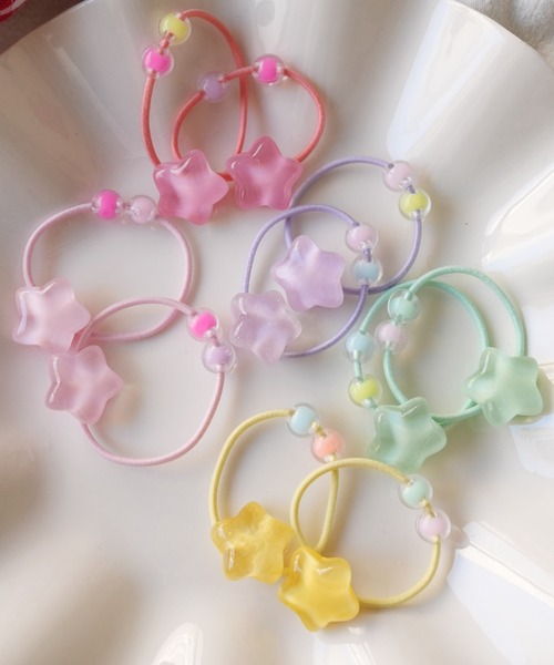 hymy（ヒュミュ）の「【 hymy-ヒュミュ- 】 オーロラ ラメ モチーフ 10個セット プチ ヘアゴム ( kids )（ヘアゴム・キッズ・B/D/C/A/E/F・FREE）」の6枚目の写真