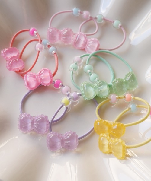 hymy（ヒュミュ）の「【 hymy-ヒュミュ- 】 オーロラ ラメ モチーフ 10個セット プチ ヘアゴム ( kids )（ヘアゴム・キッズ・B/D/C/A/E/F・FREE）」の11枚目の写真