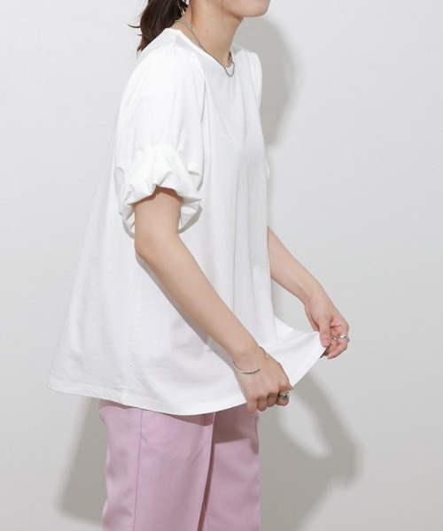 Pierrot（ピエロ）の「バルーンスリーブTシャツ（Tシャツ/カットソー・レディース・ブラック/ライトブルー/オフホワイト/ネイビー・M/L）」の2枚目の写真