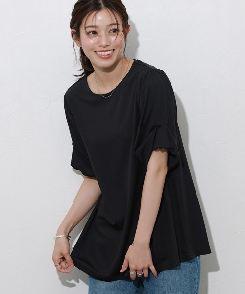 Pierrot（ピエロ）の「バルーンスリーブTシャツ（Tシャツ/カットソー・レディース・ブラック/ライトブルー/オフホワイト/ネイビー・M/L）」の19枚目の写真