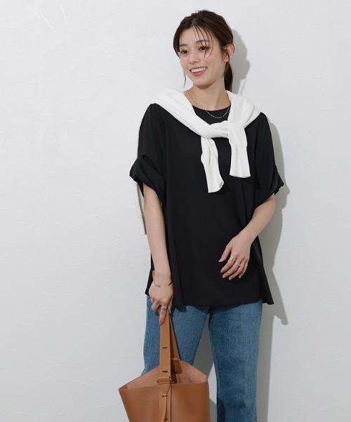 Pierrot（ピエロ）の「バルーンスリーブTシャツ（Tシャツ/カットソー・レディース・ブラック/ライトブルー/オフホワイト/ネイビー・M/L）」の21枚目の写真
