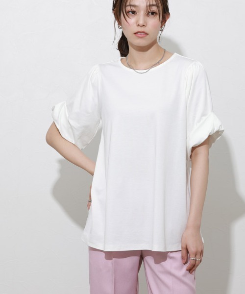 Pierrot（ピエロ）の「バルーンスリーブTシャツ（Tシャツ/カットソー・レディース・ブラック/ライトブルー/オフホワイト/ネイビー・M/L）」の15枚目の写真