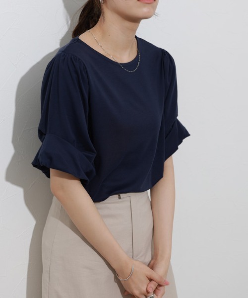 Pierrot（ピエロ）の「バルーンスリーブTシャツ（Tシャツ/カットソー・レディース・ブラック/ライトブルー/オフホワイト/ネイビー・M/L）」の12枚目の写真