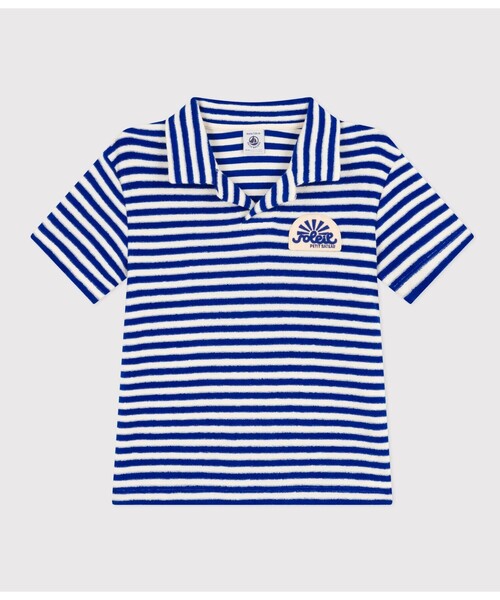PETIT BATEAU（プチバトー）の「パイル半袖ポロシャツ（ポロシャツ・キッズ・ホワイト×ブルー・6YEAR/12YEAR/10YEAR/8YEAR）」の4枚目の写真