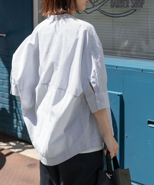 FORK&SPOON（フォークアンドスプーン）の「FORK&SPOON　5分袖コクーンシャツ（シャツ/ブラウス・レディース・ブルー系その他/グリーン系その他/オフホワイト・1）」の19枚目の写真