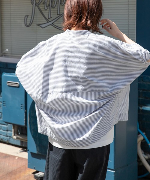 FORK&SPOON（フォークアンドスプーン）の「FORK&SPOON　5分袖コクーンシャツ（シャツ/ブラウス・レディース・ブルー系その他/グリーン系その他/オフホワイト・1）」の18枚目の写真