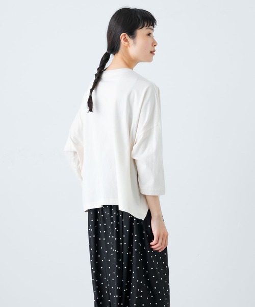 かぐれ（カグレ）の「ワイド6分袖プルオーバー（Tシャツ/カットソー・レディース・ナチュラル/チャコールグレー/ホワイト・FREE）」の7枚目の写真