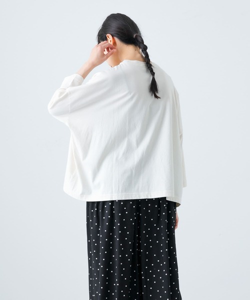 かぐれ（カグレ）の「ワイド6分袖プルオーバー（Tシャツ/カットソー・レディース・ナチュラル/チャコールグレー/ホワイト・FREE）」の8枚目の写真