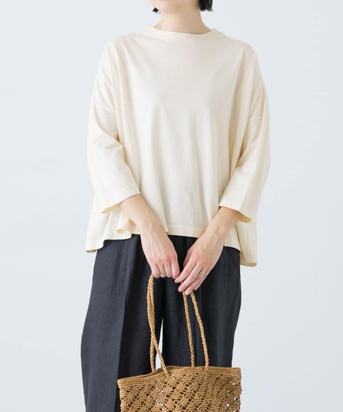 かぐれ（カグレ）の「ワイド6分袖プルオーバー（Tシャツ/カットソー・レディース・ナチュラル/チャコールグレー/ホワイト・FREE）」の15枚目の写真