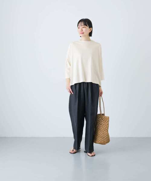 かぐれ（カグレ）の「ワイド6分袖プルオーバー（Tシャツ/カットソー・レディース・ナチュラル/チャコールグレー/ホワイト・FREE）」の19枚目の写真