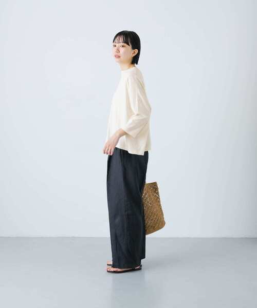 かぐれ（カグレ）の「ワイド6分袖プルオーバー（Tシャツ/カットソー・レディース・ナチュラル/チャコールグレー/ホワイト・FREE）」の21枚目の写真