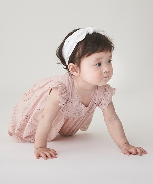 petit main（プティマイン）の「【リンク】レース刺しゅうロンパース（ロンパース・キッズ・オフホワイト/イエロー/ライトピンク・80ｃｍ/70cm）」の3枚目の写真