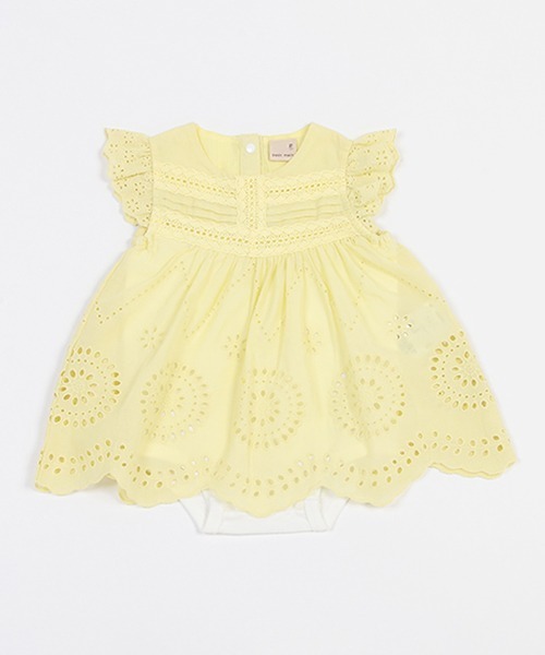 petit main（プティマイン）の「【リンク】レース刺しゅうロンパース（ロンパース・キッズ・オフホワイト/イエロー/ライトピンク・80ｃｍ/70cm）」の2枚目の写真