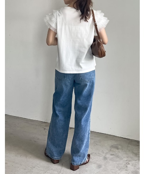 Re:EDIT(リエディ)の「チュールティアードスリーブTシャツ(Tシャツ/カットソー・レディース・ホワイト/ブラック・LARGE/MEDIUM)」の18枚目の写真
