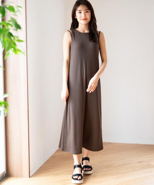 MISCH MASCH（ミッシュマッシュ）の「カップ付きリブワンピース/MM427401（ワンピース・レディース・ブルー/ブラウン/ブラック・ﾌﾘ-）」の4枚目の写真