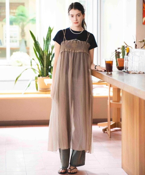 COMMRE（コムル）の「シアーキャミワンピース（ワンピース・レディース・ブラック/ベージュ・FREE）」の8枚目の写真