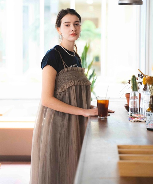 COMMRE（コムル）の「シアーキャミワンピース（ワンピース・レディース・ブラック/ベージュ・FREE）」の6枚目の写真