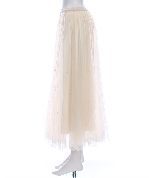 clear（クリア）の「パール付きチュールロングスカート（スカート・レディース・アイボリー/ブラック/ピンク・F）」の5枚目の写真