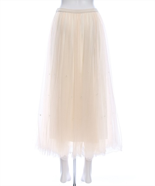clear（クリア）の「パール付きチュールロングスカート（スカート・レディース・アイボリー/ブラック/ピンク・F）」の7枚目の写真