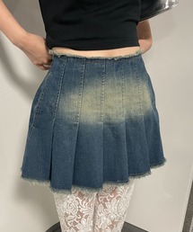 WEGO | WEGO/【24年春夏新作】ヴィンテージウォッシュデニムプリーツスカパン(デニムスカート)