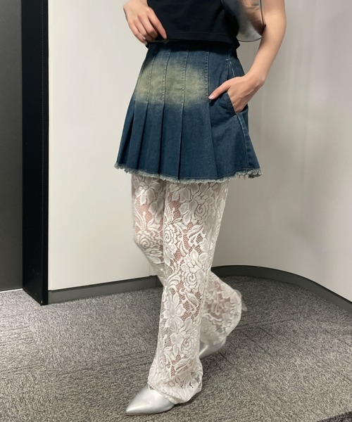 WEGO（ウィゴー）の「WEGO/ヴィンテージウォッシュデニムプリーツスカパン（デニムスカート・レディース・ブラック系その他/スカイブルー/ブルー系1・FREE）」の18枚目の写真