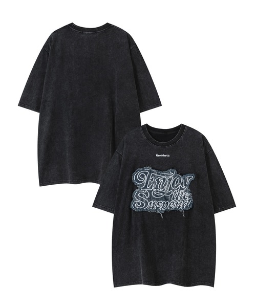 HOOK（フック）の「HOOK -select-　デニムパッチワーク刺繍ビッグTEE (SS)（Tシャツ/カットソー・メンズ・ブラック/グレー・M/L/XL）」の2枚目の写真