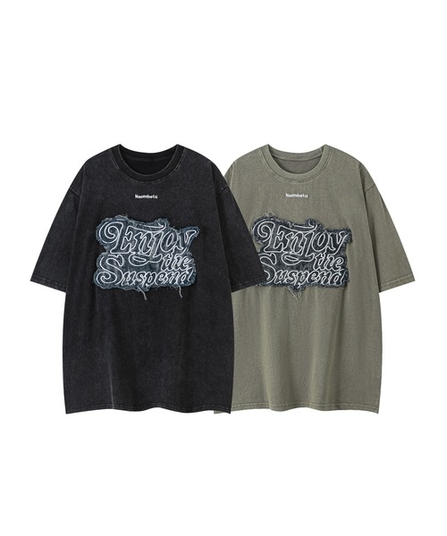 HOOK（フック）の「HOOK -select-　デニムパッチワーク刺繍ビッグTEE (SS)（Tシャツ/カットソー・メンズ・ブラック/グレー・M/L/XL）」の4枚目の写真