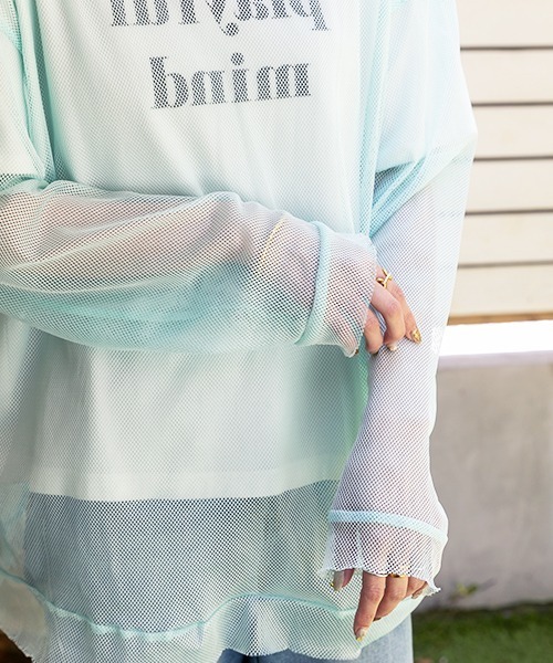 ad thie(アドティエ)の「オーバーサイズ・カラバリ豊富 メッシュトップス(Tシャツ/カットソー・レディース・ピンク/オフホワイト/ライトブルー/ミント/イエロー/オレンジ/ライトグリーン・FREE)」の16枚目の写真