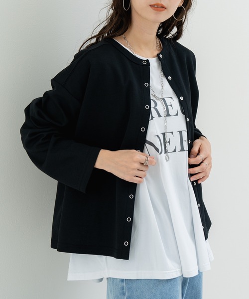 AGNONA ボタン付き長袖カーディガン ANNA LUNA】 オールシーズン 使える!万能 シルバースナップ