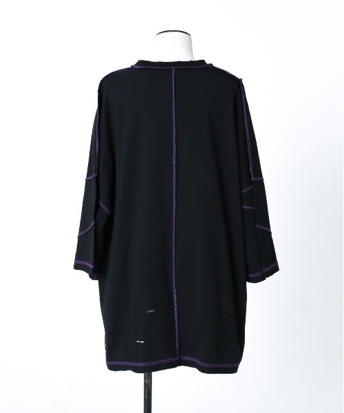 REFLEM（レフレム）の「『REFLEM/レフレム』オーバーステッチTシャツ/ハーフスリーブカットソー（Tシャツ/カットソー・レディース・ブラック×パープル/グレー/ブラック×ホワイト・FREE）」の13枚目の写真
