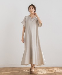 レーヨン麻ポプリンワンピース≪洗濯機で洗える≫