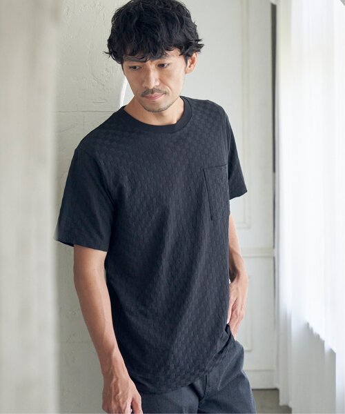 IKKA LOUNGE(イッカラウンジ)の「リンクスジャカード市松Tシャツ(Tシャツ/カットソー・メンズ・ホワイト/ブラック・M/L/XL/S)」の7枚目の写真