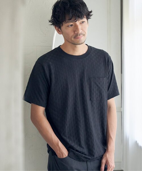 IKKA LOUNGE(イッカラウンジ)の「リンクスジャカード市松Tシャツ(Tシャツ/カットソー・メンズ・ホワイト/ブラック・M/L/XL/S)」の6枚目の写真