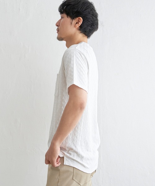 IKKA LOUNGE(イッカラウンジ)の「リンクスジャカード市松Tシャツ(Tシャツ/カットソー・メンズ・ホワイト/ブラック・M/L/XL/S)」の14枚目の写真