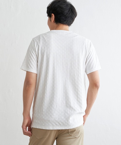IKKA LOUNGE(イッカラウンジ)の「リンクスジャカード市松Tシャツ(Tシャツ/カットソー・メンズ・ホワイト/ブラック・M/L/XL/S)」の15枚目の写真