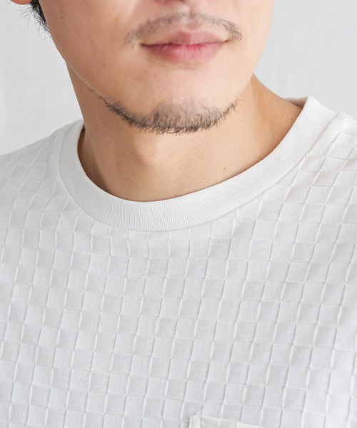 IKKA LOUNGE(イッカラウンジ)の「リンクスジャカード市松Tシャツ(Tシャツ/カットソー・メンズ・ホワイト/ブラック・M/L/XL/S)」の16枚目の写真