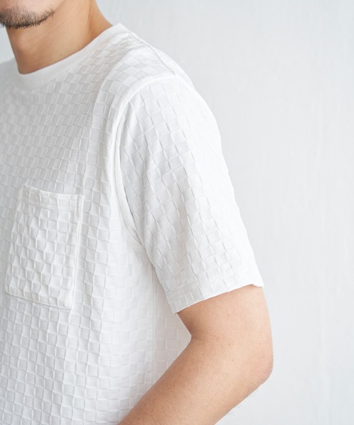 IKKA LOUNGE(イッカラウンジ)の「リンクスジャカード市松Tシャツ(Tシャツ/カットソー・メンズ・ホワイト/ブラック・M/L/XL/S)」の18枚目の写真