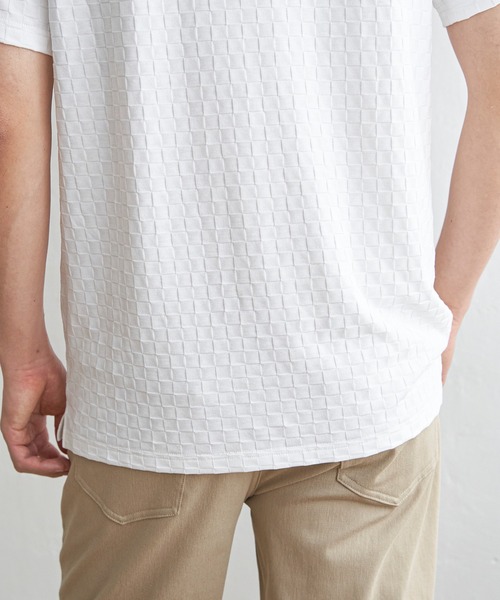 IKKA LOUNGE(イッカラウンジ)の「リンクスジャカード市松Tシャツ(Tシャツ/カットソー・メンズ・ホワイト/ブラック・M/L/XL/S)」の21枚目の写真