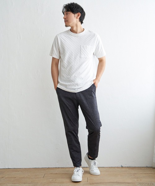 IKKA LOUNGE(イッカラウンジ)の「リンクスジャカード市松Tシャツ(Tシャツ/カットソー・メンズ・ホワイト/ブラック・M/L/XL/S)」の9枚目の写真