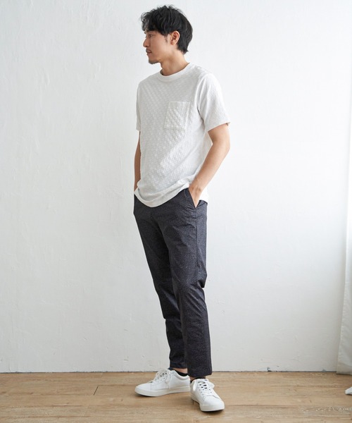 IKKA LOUNGE(イッカラウンジ)の「リンクスジャカード市松Tシャツ(Tシャツ/カットソー・メンズ・ホワイト/ブラック・M/L/XL/S)」の10枚目の写真