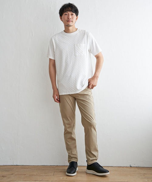 IKKA LOUNGE(イッカラウンジ)の「リンクスジャカード市松Tシャツ(Tシャツ/カットソー・メンズ・ホワイト/ブラック・M/L/XL/S)」の11枚目の写真