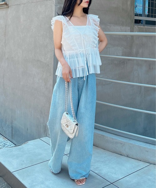 INGNI(イング)の「チュールリボンベストトップス(ベスト・レディース・グレー/ブラック/アイボリー・M)」の9枚目の写真