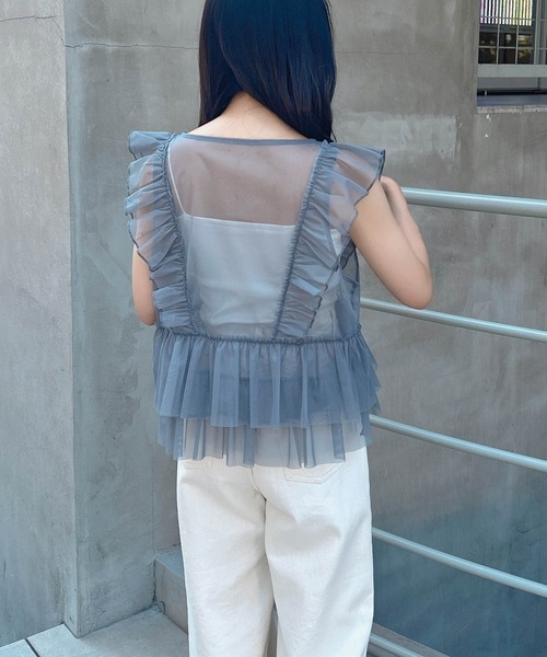 INGNI(イング)の「チュールリボンベストトップス(ベスト・レディース・グレー/ブラック/アイボリー・M)」の22枚目の写真