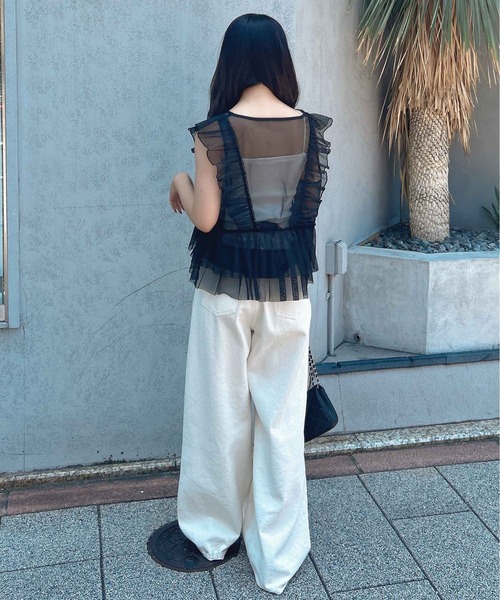 INGNI(イング)の「チュールリボンベストトップス(ベスト・レディース・グレー/ブラック/アイボリー・M)」の18枚目の写真